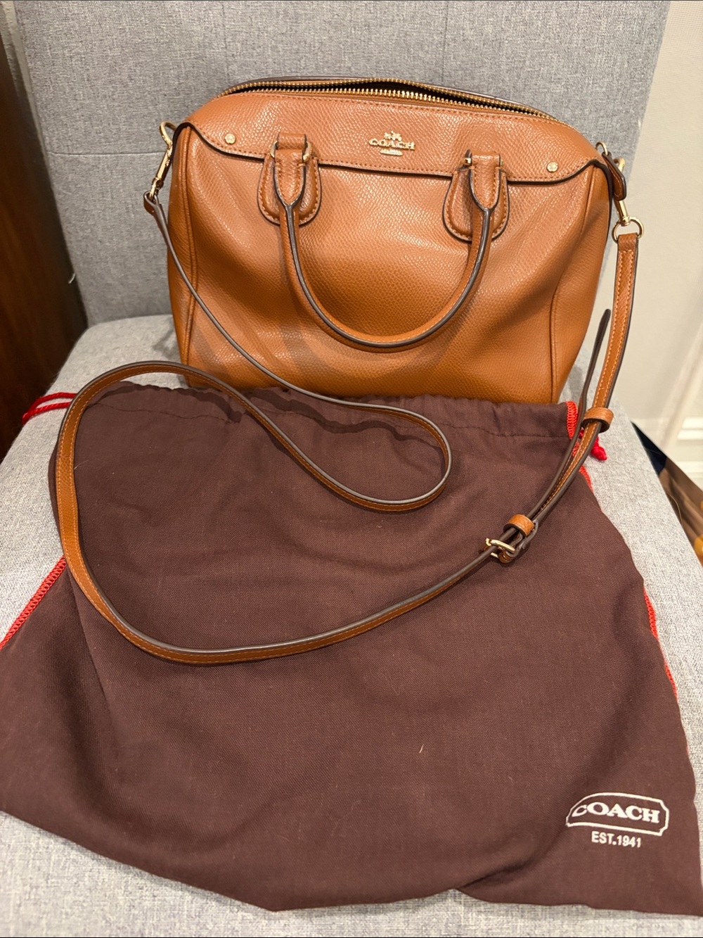 Coach Bennett Tan Leather mini Satchel Bag crossbody saddle brown
